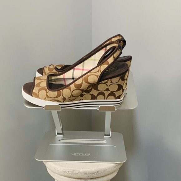 NEW COACH Opentoe Slingback Signature Khaki Sandals 10M - Picture 2 of 4